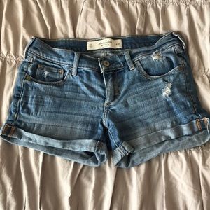 Distressed Light Wash Denim Shorts